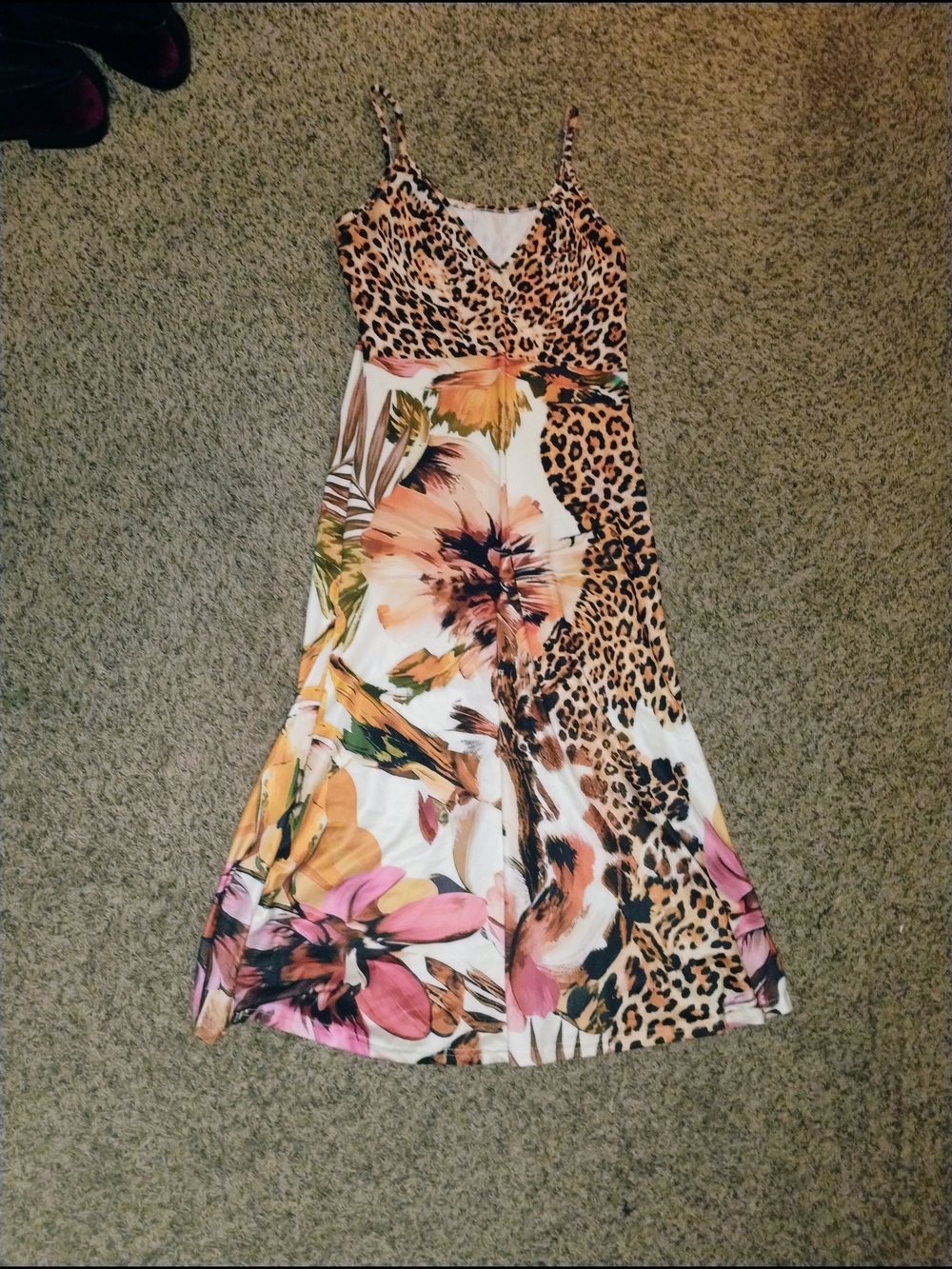 Shein Leopard & Floral Print Maxi Dress - Multicolor